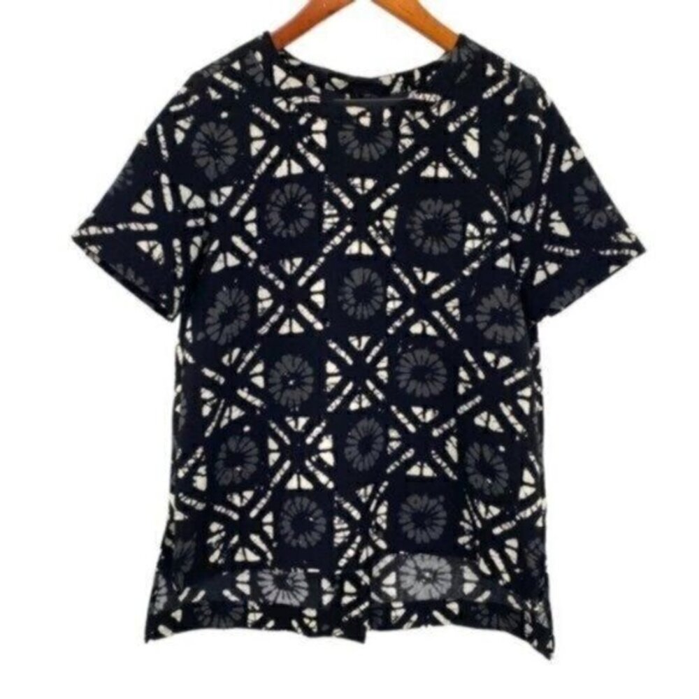 Madewell Industry Button-Back Top in Batik Grid